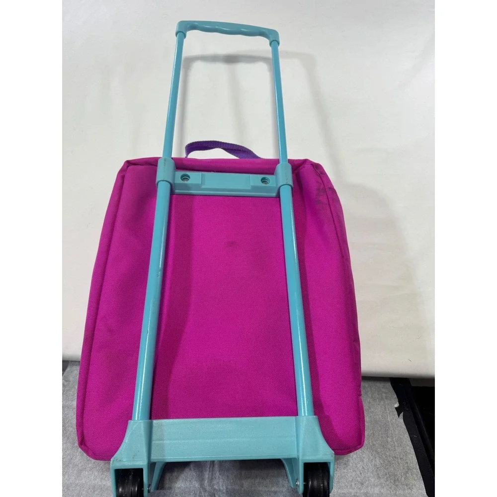 Disney Minnie Mouse Rolling Suitcase Kids Rainbow Ombre Travel Bag 14x12x5 Pink